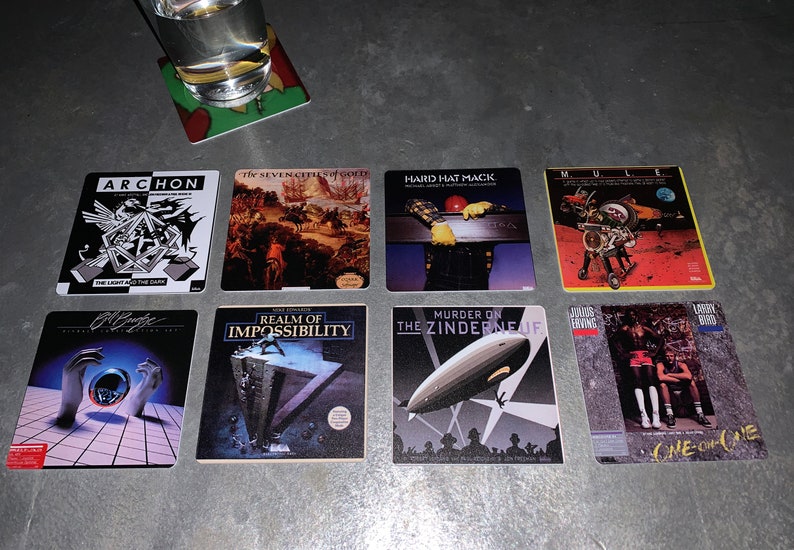 Classic Computer Game Drink Coasters EA Album Covers Set of 8 image 1