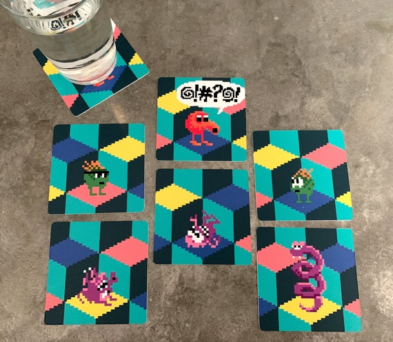 Classic Video Game Drink Coasters - Q*Bert Set of 6 - QBert