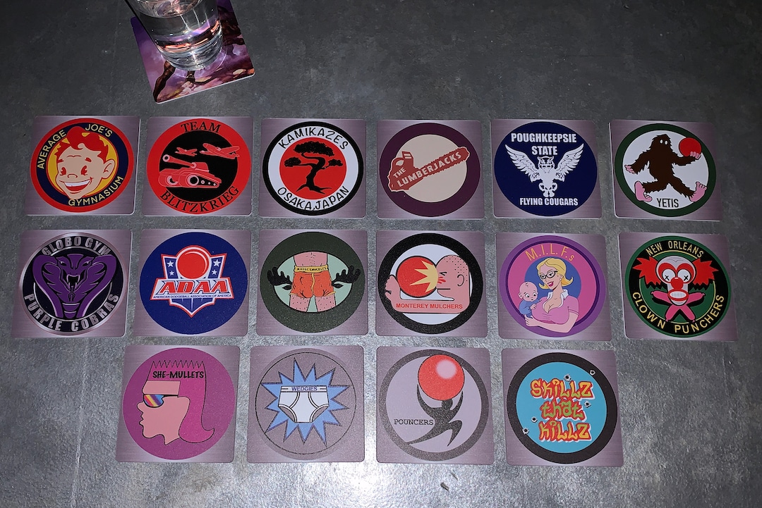 Classic Movie Drink Coasters Dodgeball Set of 16 Purple Cobras Average
