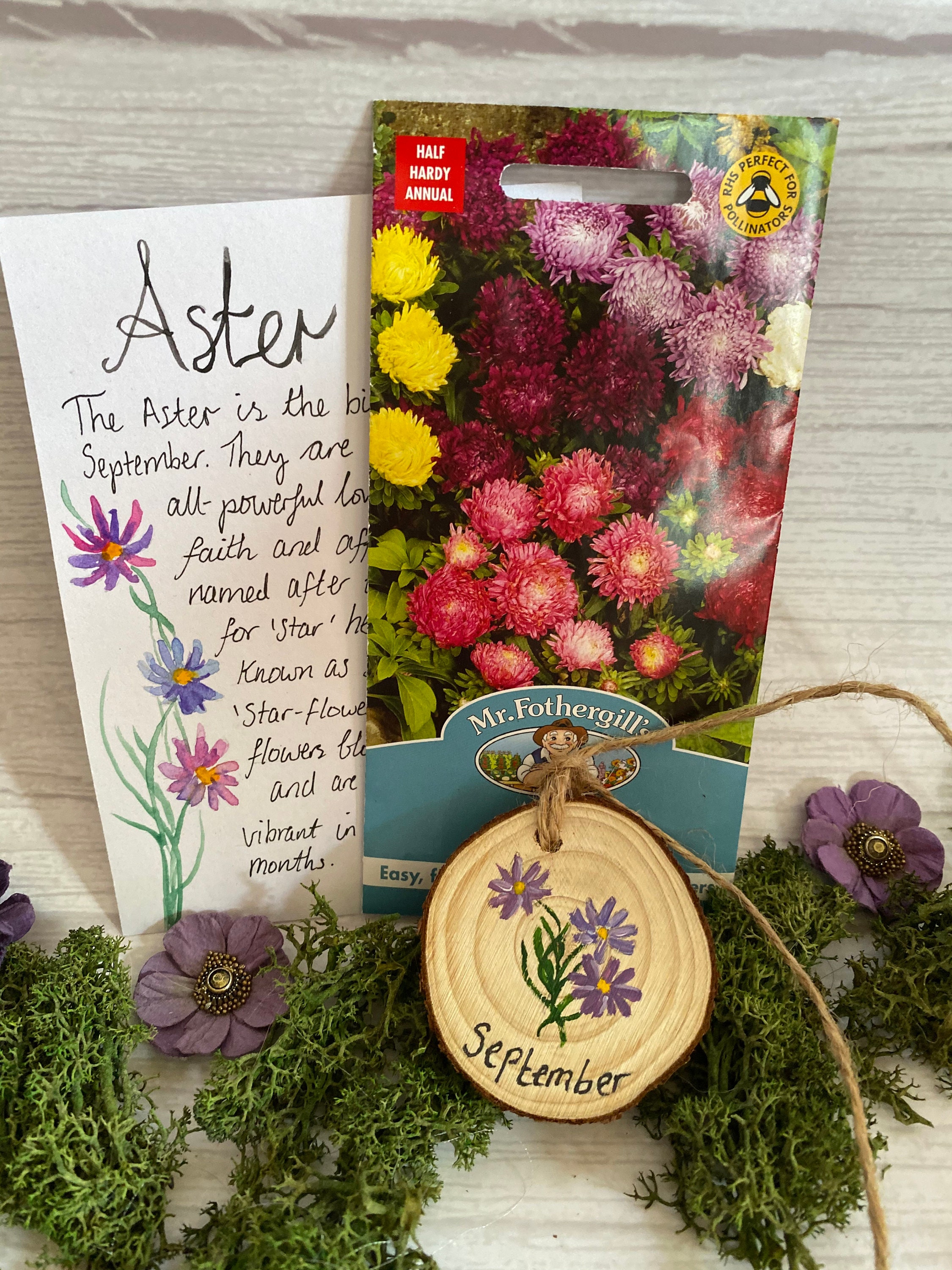 hand painted birth flower month gift set for garden Etsy 日本