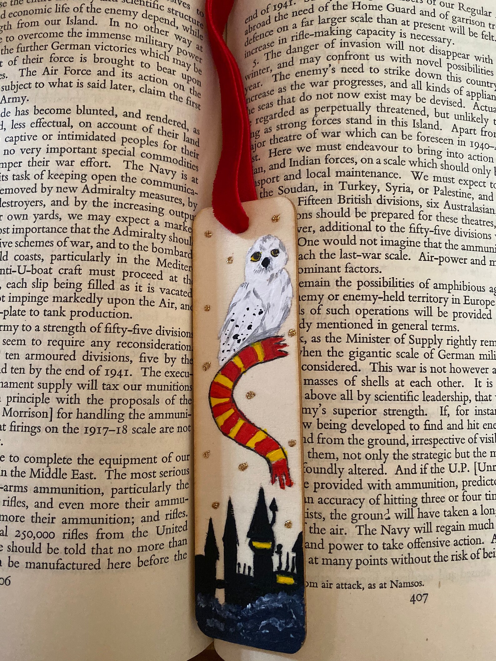 Harry Potter hedwig owl hand painted wooden bookmark with Etsy