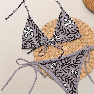 Flower & Vine II Recycled String Bikini, Botanical, Floral, Boho Swimsuit