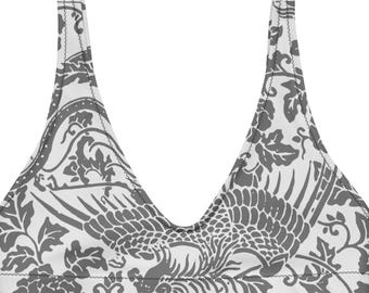 Top bikini imbottito Phoenix+ con stampa floreale in materiale riciclato - Nero + Bianco