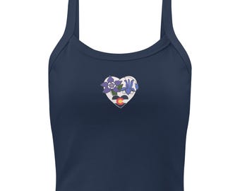 Colorado Love-tanktop met microribbels voor dames, columbine State Flower & Flag-ontwerptanktop