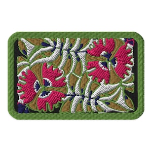Passion Flower Embroidered Tactical Patch, Hook and Loop Patch, Yoga, Yogi, Boho, Art Patch