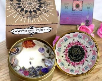 Aquarius Zodiac Candle: Palo Santo, Crystals & Botanicals