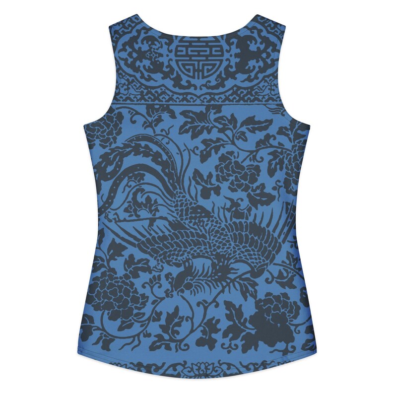 Women's Cotton Tank Top, Vintage Phoenix + Floral Design, Boho Tank Top- Celestial Slate