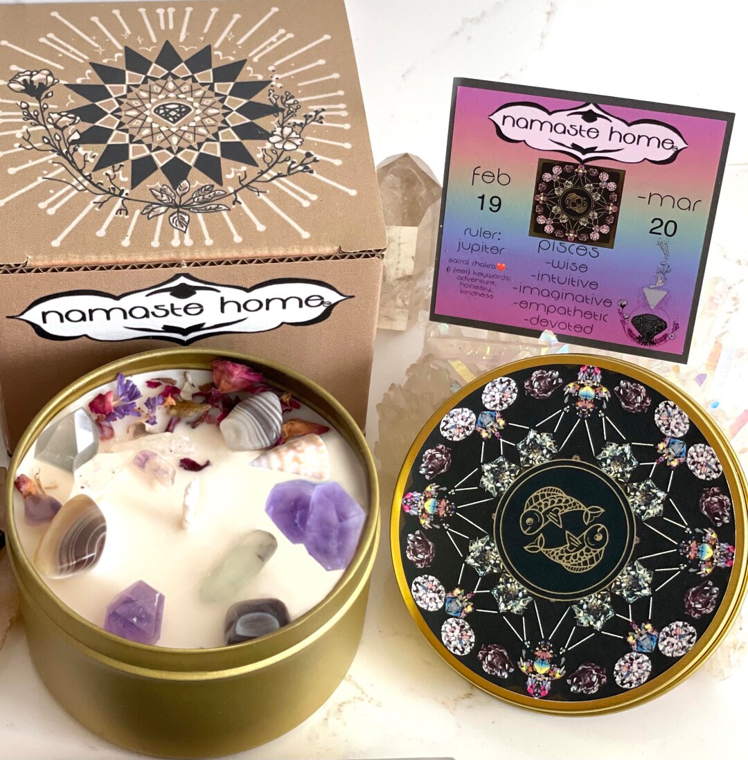 Pisces Candle, Crystal Candle, Pisces Gift, Zodiac Candle, Astrology
