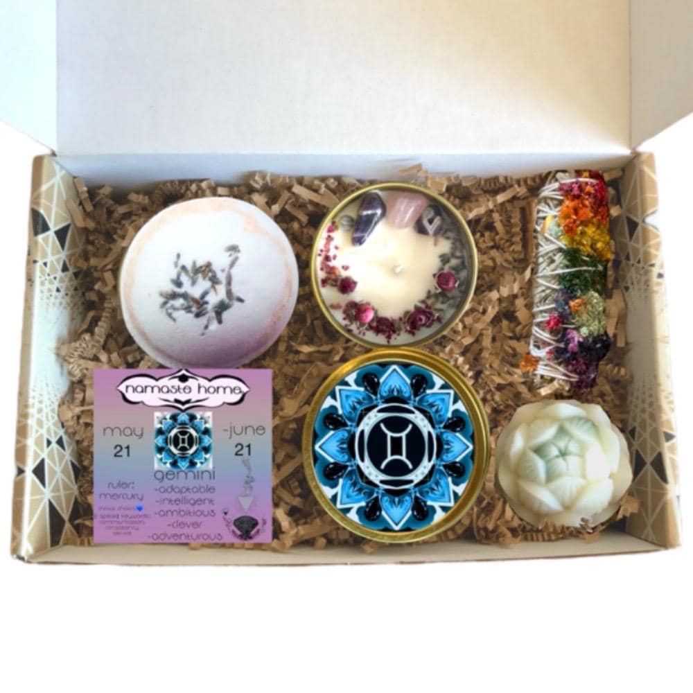 Gemini Gift Set, Spa Package Bundle, Birthday Gift, Bath Bomb, Candle, Sage Smudge, Soap, Christmas Gift