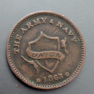1863 Civil War Union Store Card Token: Antique Copper W.K. Lanphear