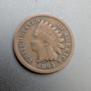 Moneta da un centesimo con testa di indiano del 1864, guerra civile, data chiave, moneta migliore degli Stati Uniti