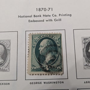1871 US 3 Cent Green Stamp: Scott 158, Early High Grade