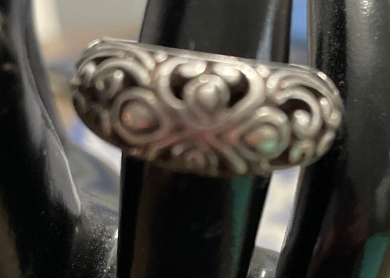 Scrolling pattern ring sterling silver vintage je… - image 1
