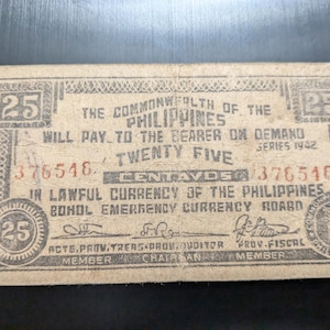 Twenty centavos Phillipines ten peso certificate currency note emergency issue difficult find