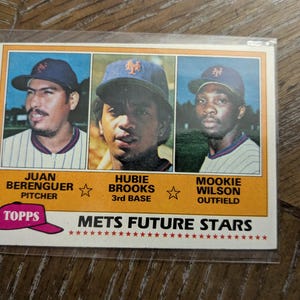 Topps Vintage 1981 Baseball Karte und gratis Geschenk Mets Zukunft Sterne Karte mit mookie wilson