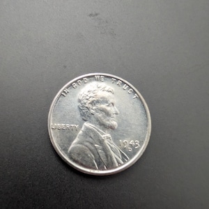 1943d true uncirculated steel penny, rare this nice, one year war coin