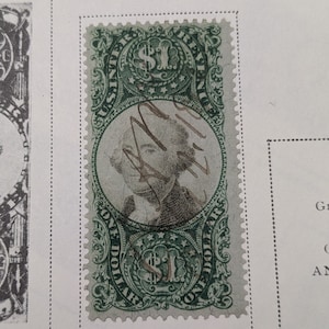 1800s  one dollar  cent cent revenue stamp scott great condition hand cancelled and rare