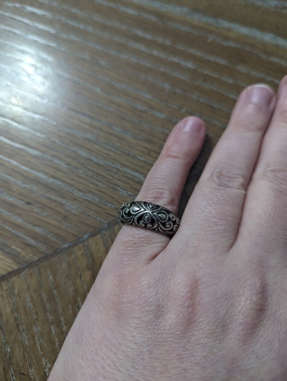 Scrolling pattern ring sterling silver vintage je… - image 4