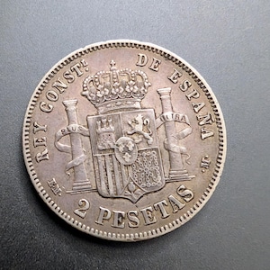 Rare 1879 Spanish Silver Peseta: Antique Colonial Currency for Collectors & Numismatists