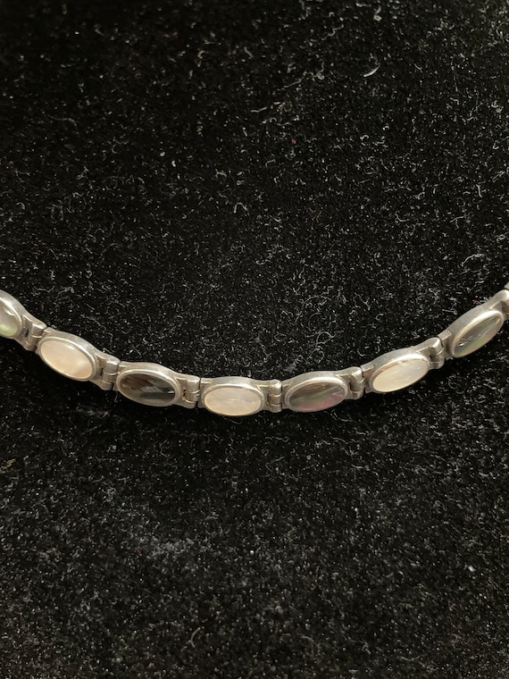 sterling silver and white and black Moonstone Neck