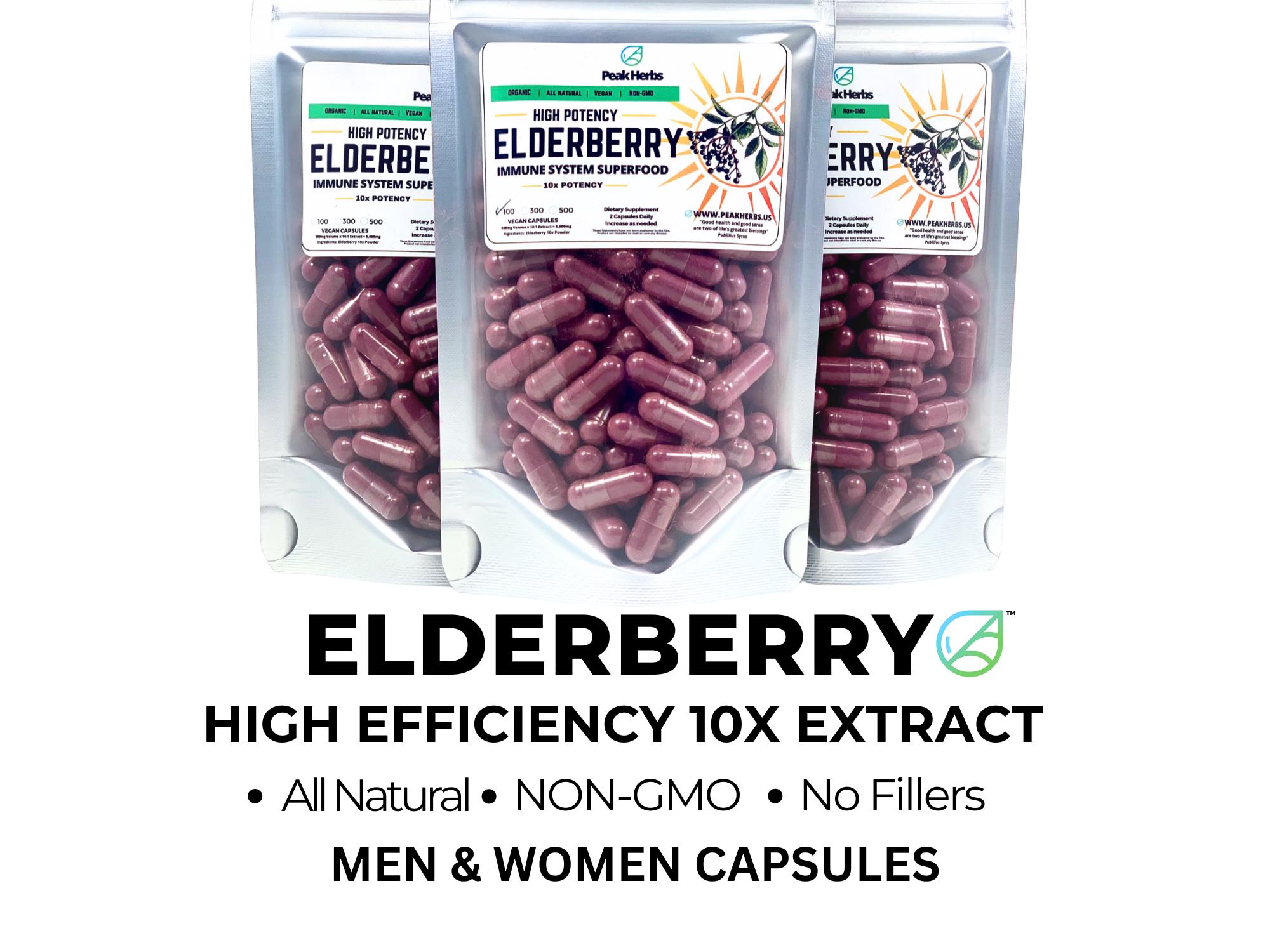 Elderberry Extract Capsules: All Natural Wellness Supplement by Peak Herbs