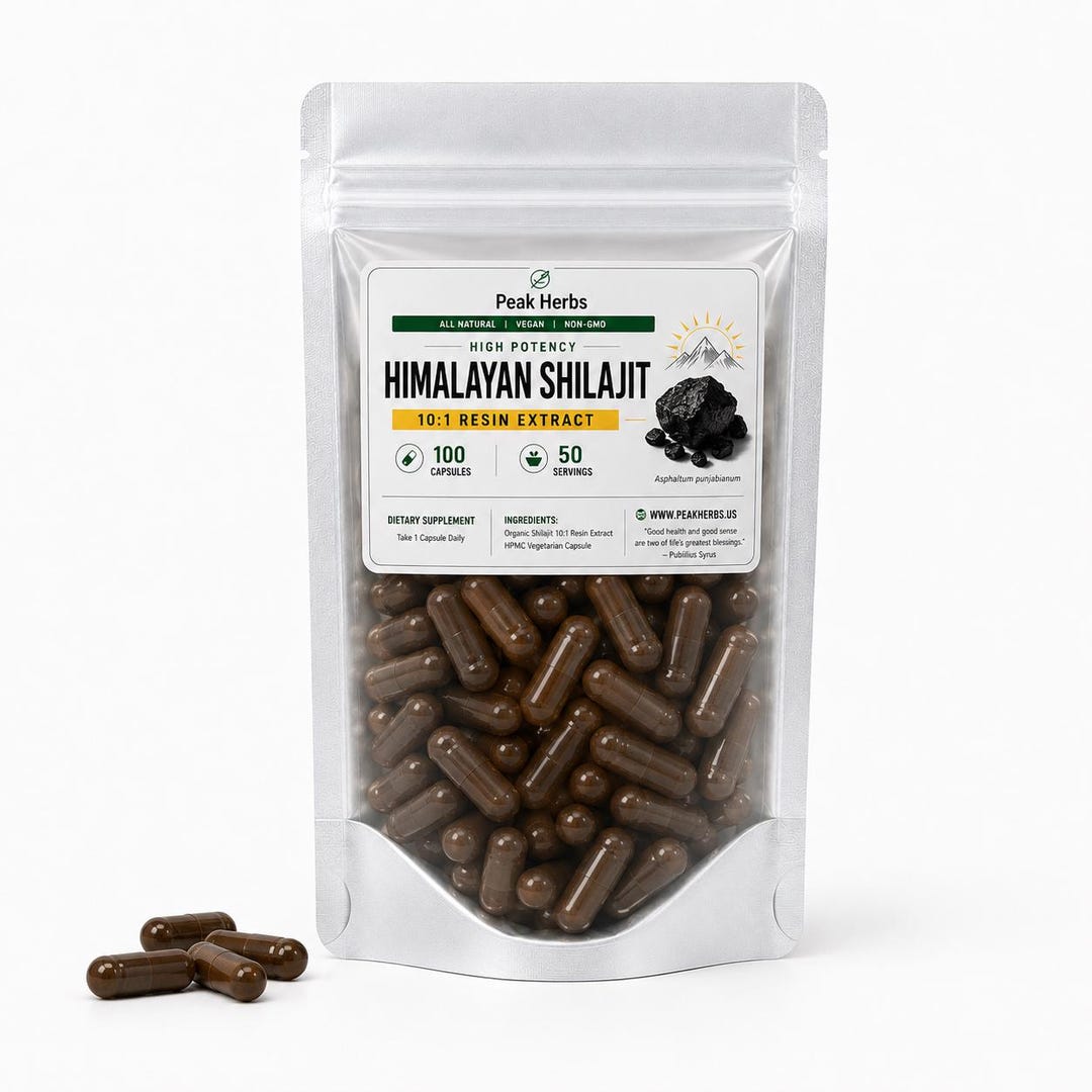 Pure Himalayan Shilajit Powder Extract Capsules - Earth’s Nutrient ...