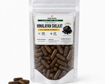 Pure Himalayan Shilajit Powder Extract Capsules - Earth’s Nutrient Dense Natural Superfood, Purified  Shilajit Resin - Peak Herbs