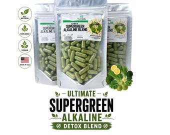 Ultimate Supergreen Alkaline Detox Capsules: Superfood Blend by Peak Herbs