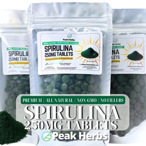 Comprimés de spiruline biologique : 250 mg, haute puissance, SANS OGM, supplément végétalien, fait frais