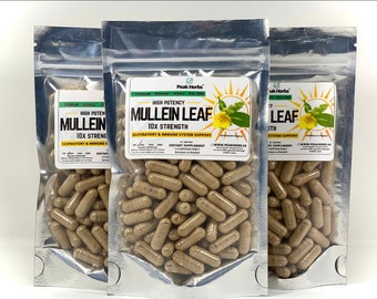 Organic Mullein Leaf Extract Capsules - 5000mg Equivalent, 10x Extract, No Fillers or additives by Peak Herbs