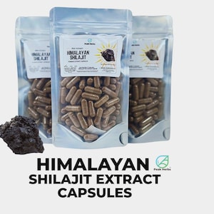 Pure Himalayan Shilajit Powder Extract Capsules - Earth’s Nutrient Dense Natural Superfood, Purified  Shilajit Resin - Peak Herbs