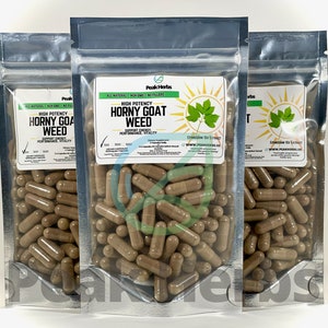 Organic Horny Goat Weed Capsules - 500mg Pure 10x Extract, Non-GMO, No Fillers, Fast Shipping - Peak Herbs