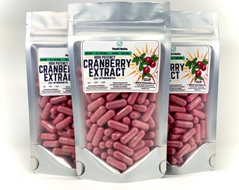 Organic Cranberry Extract Capsules - Women’s Health Support - 5000mg 10x All Natural Extract, No Fillers, Colors, or Additives - Peak Herbs