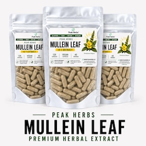 Mullein Leaf Extract Capsules: 1500mg High Potency NON-GMO Vegan Respiratory Supplement Made Fresh