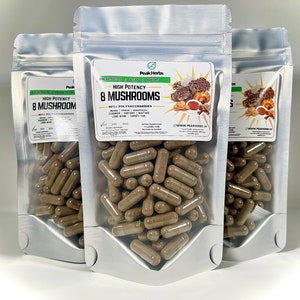 Ultimate 8 Mushroom Blend Capsules - Dual Extracted Lions Mane, Reishi, Cordyceps, Maitake, Shiitake, Agarikon, Turkey Tail - Peak Herbs