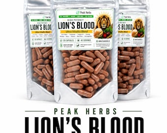 Lion's Blood Ultra Vitality Blend Capsules - Men & Women - Herbal Adaptogens, Mushrooms Health Wellness Capsules