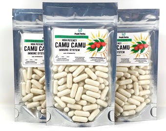 Camu Camu Extract Capsules - 1500mg All Natural Vitamin C Source, No Fillers, No additives by Peak Herbs