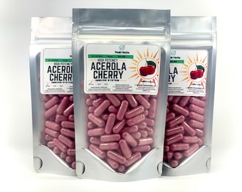 Organic Acerola Cherry Capsules - 5000mg, Loaded with Vitamin C, No fillers, NON-GMO, All natural Peak Herbs