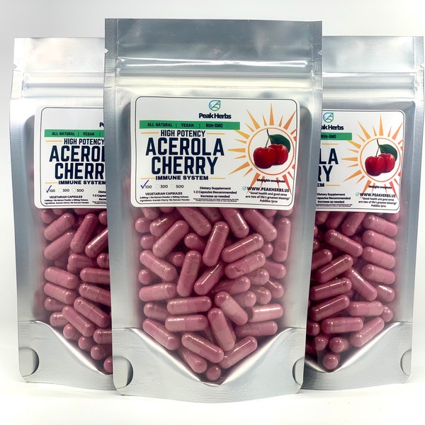 Organic Acerola Cherry Capsules - 5000mg, Loaded with Vitamin C, No fillers, NON-GMO, All natural Peak Herbs