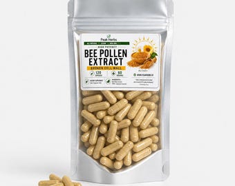 Bee Pollen 10x Extract Capsules: Broken Cell Wall, Health Wellness Supplement by Peak Herbs