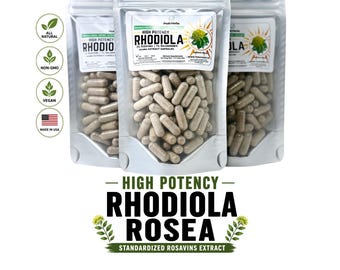 Rhodiola Rosea Extract Capsules – Standardized Herbal Adaptogen Health and Wellness Support by Peak Herbs
