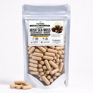 Ultimate Irish Sea Moss Blend Capsules: Burdock Root & Bladderwrack by Peak Herbs