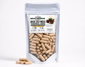 Ultimate Irish Sea Moss Blend Capsules: Burdock Root & Bladderwrack by Peak Herbs