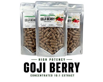 Goji Berry Extract Capsules: High Potency 1500mg NON-GMO Vegan Herbal Supplement