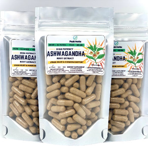 Organic Ashwagandha KSM66 Ashwagandha Extract Capsules - 1500mg per Serving - All Natural, Vegetarian, Non-GMO - Peak Herbs