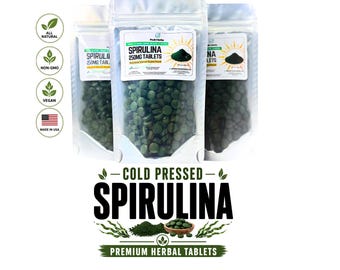 Pure Spirulina Tablets: 300 Count, NON-GMO, No Fillers Health Wellness Supplement by Peak Herbs