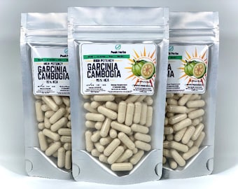 Organic Garcinia Cambogia Capsules - 5000mg Pure 10x Extract - All Natural, No Fillers by Peak Herbs