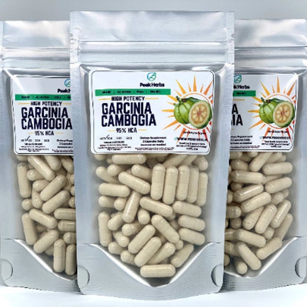 Organic Garcinia Cambogia Capsules - 5000mg Pure 10x Extract - All Natural, No Fillers by Peak Herbs