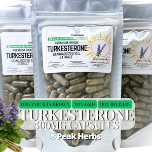 10% Turkesterone Capsules - Premium Extract of Ajuga Turkestanica - by Peak Herbs