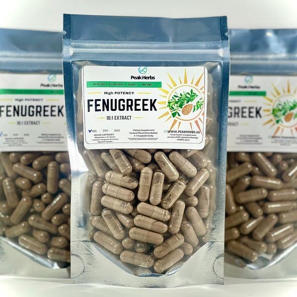 Organic Fenugreek Extract Capsules - 5000mg Pure Fenugreek - Men & Women Support with No Fillers or Additives, 100% Natural - Peak Herbs
